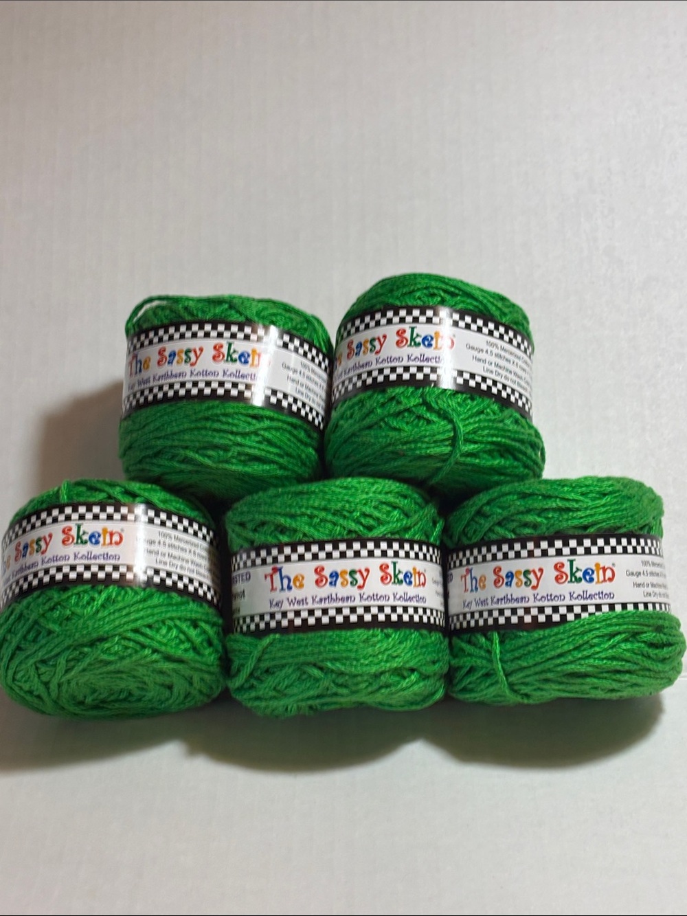 Green Cotton Yarn - Bright Green (5 Balls)